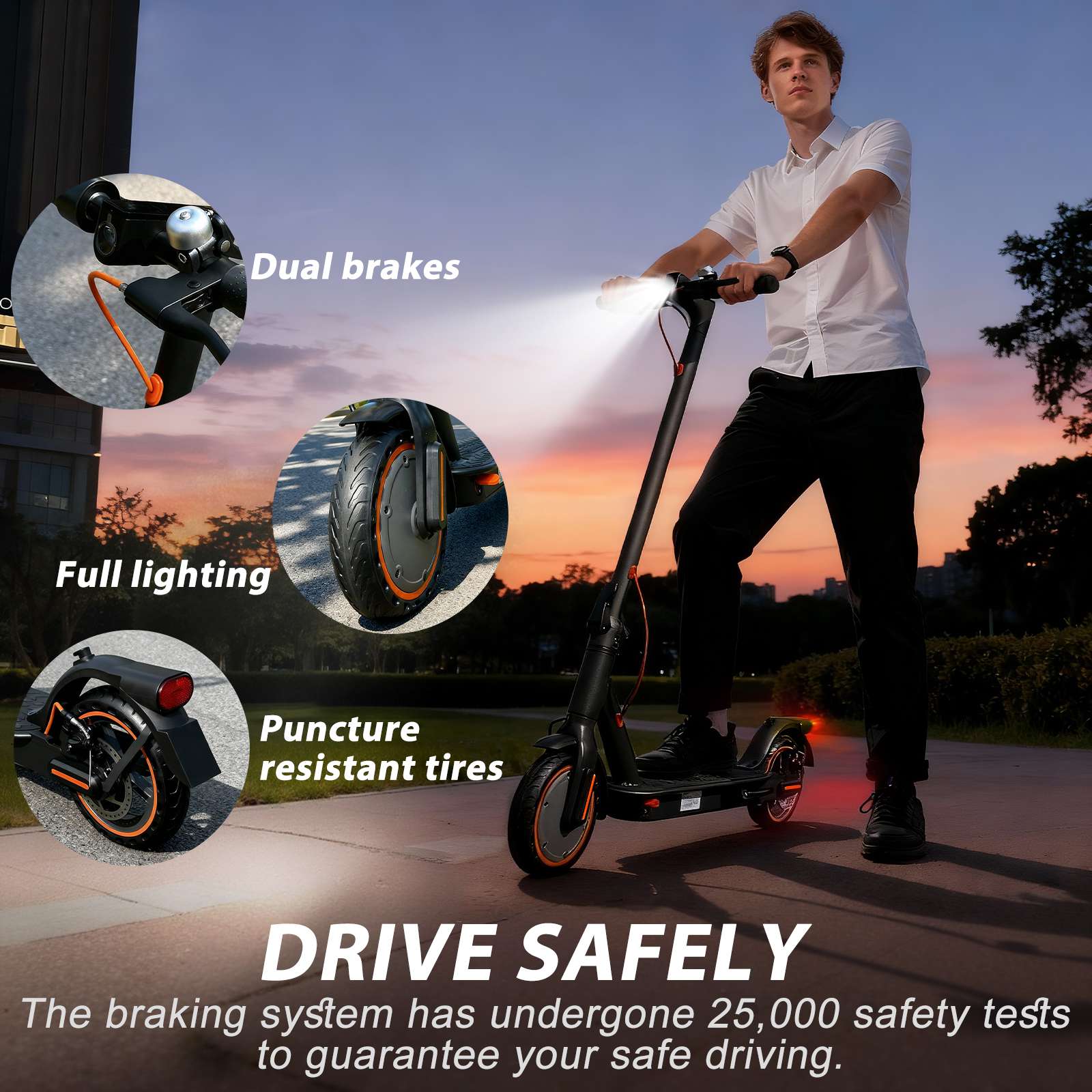 Electric Scooter, 30-35km Range, Ultra-Light Electric Scooters for Adults and Teens, 36V 7.8Ah Battery, 500W Peak Motor, App Control, 3 Speed Mode, T series Foldable E Scooter